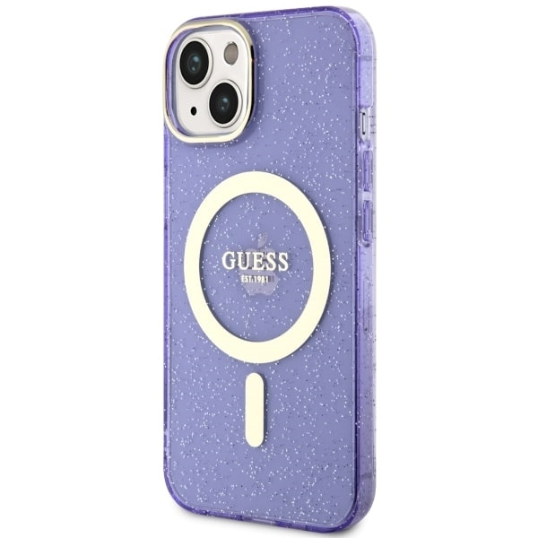 Etui Guess GUHMP14MHCMCGU iPhone 14 Plus 6.7" purpurowy/purple hardcase Glitter Gold MagSafe Case