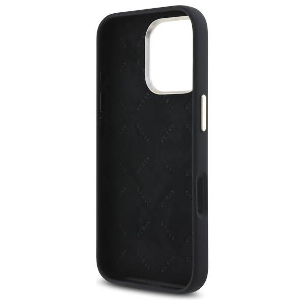 Etui Guess iPhone 16 Pro Max czarny/black hardcase Silicone Logo Strass 4G