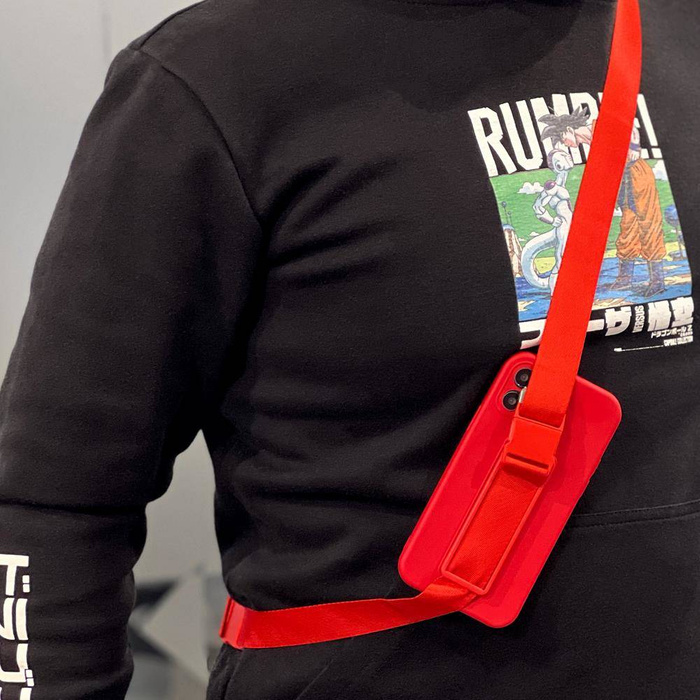 ETUI Rope Case silikonowe etui ze smyczą torebka smycz pasek do Xiaomi Poco M4 Pro 5G różowy CASE