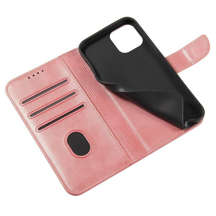 Magnet Case elegancki futerał etui pokrowiec z klapką i funkcją podstawki iPhone 12 Pro Max różowy