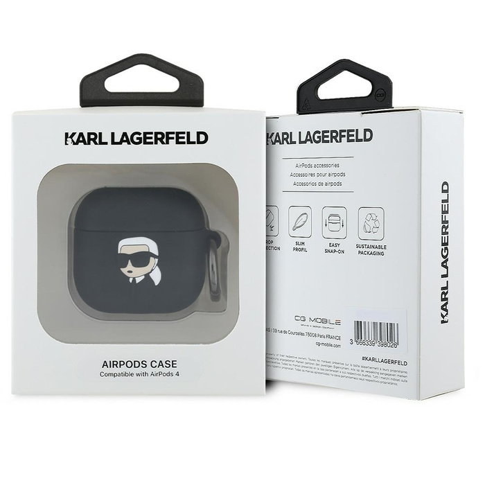 Karl Lagerfeld KLA4RUNIKK AirPods 4       cover czarny/black Silicone Karl Head 3D