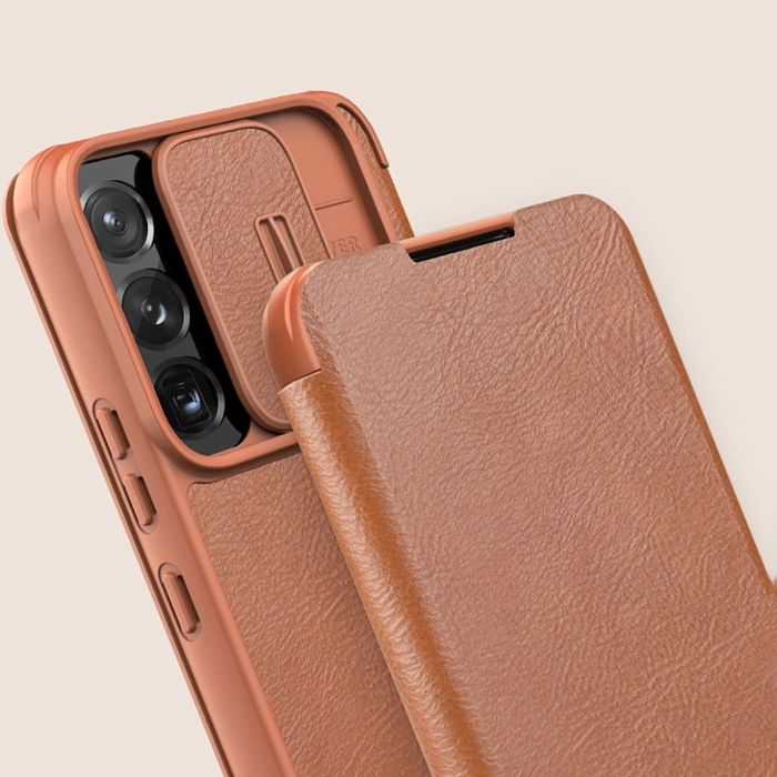 Nillkin Qin Leather Pro Case etui do Samsung Galaxy S22+ (S22 Plus) osłona na aparat kabura pokrowiec obudowa z klapką czarny