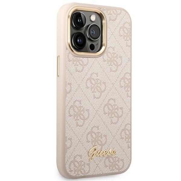 Etui GUESS Apple iPhone 14 Pro 4G Vintage Gold Logo Różowy Hardcase