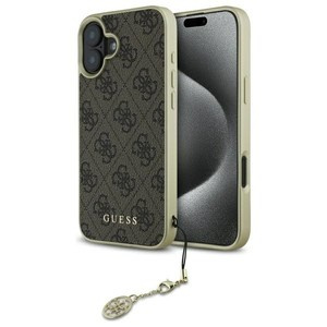 Etui Guess iPhone 16 brązowy/brown hardcase 4G Charms Collection