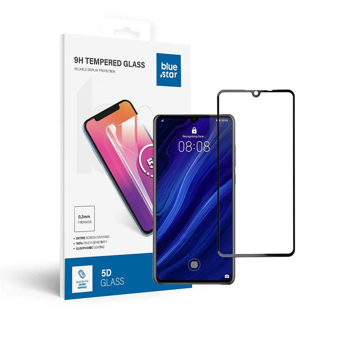 Szkło hartowane Blue Star 5D - do Huawei P30 (full glue/case friendly) - czarny