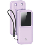 USAMS Powerbank z wbudowanymi kablami USB-C+Lightning 30000 mAh 20W PD+Qc 3.0 Fast Charge X-chel Series fioletowy/purple 30KCD21303 (US-CD213)