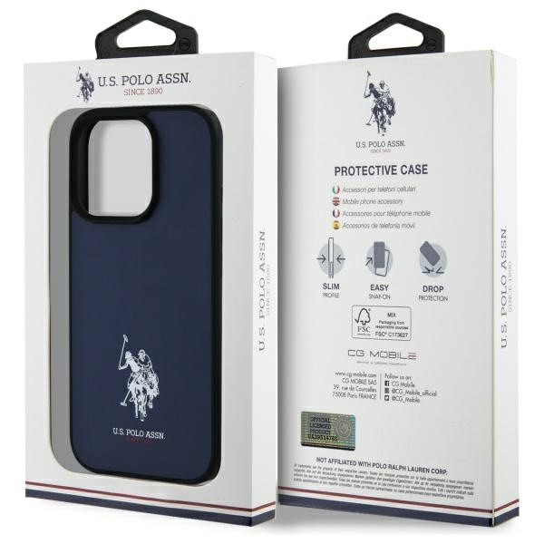 US Polo USHCP15XPGEV iPhone 15 Pro Max    6,7" granatowy/navy Leather Embroidered DH Color