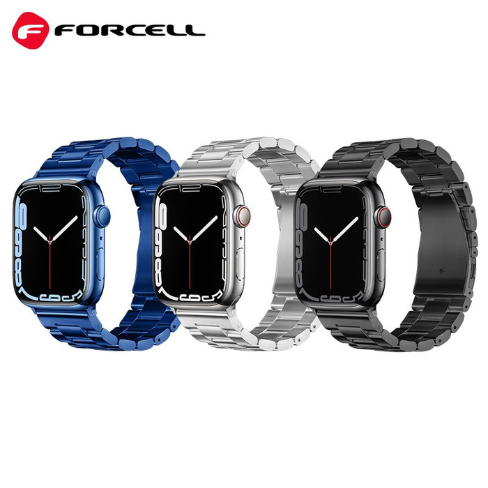 FORCELL F-DESIGN FA10 pasek ze stali nierdzewnej do APPLE Watch 42 / 44 / 45 / 49 mm czarny