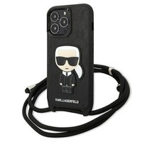 Karl Lagerfeld KLHCP13LCMNIPK iPhone 13 Pro 6,1" hardcase czarny/black Leather Monogram Patch and Cord Iconik