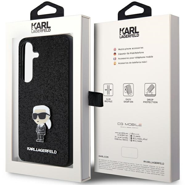 Etui Karl Lagerfeld KLHCS24MGKNPSK S24+ S926 czarny/black hardcase Fixed Glitter Ikonik Logo Metal Pin Case