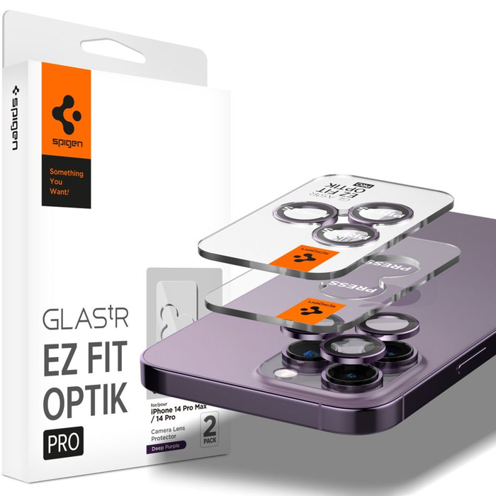 Osłona Aparatu Spigen Optik.tr ”ez Fit” Camera Protector 2-pack iPhone 14 Pro / 14 Pro Max Deep Purple