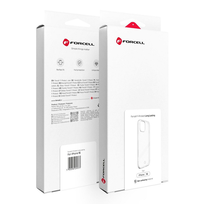 FORCELL F-PROTECT Long Lasting futerał do IPHONE 15 transparentny