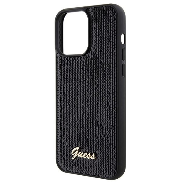 Etui Guess GUHCP15XPSFDGSK iPhone 15 Pro Max 6.7" czarny/black hardcase Sequin Script Metal Case