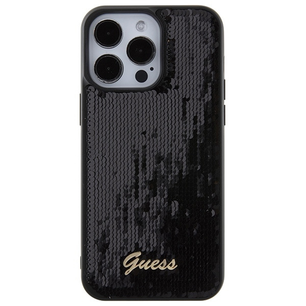 Etui Guess GUHCP15XPSFDGSK iPhone 15 Pro Max 6.7" czarny/black hardcase Sequin Script Metal Case