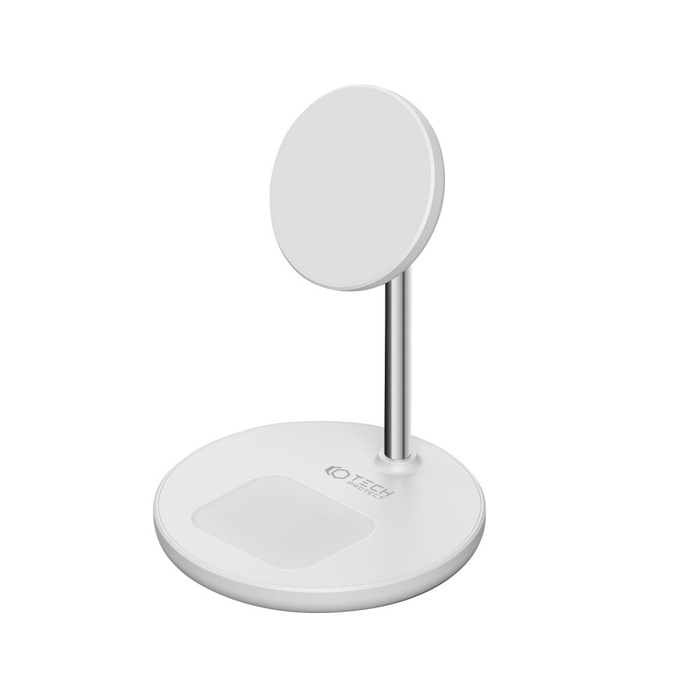 ŁADOWARKA TECH-PROTECT QI15W-A21 2IN1 MAGNETIC MAGSAFE WIRELESS CHARGER WHITE