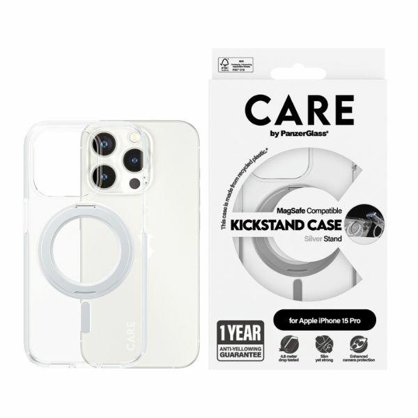 CARE by PanzerGlass Kickstand Case iPhone 15 Pro 6,1" MagSafe srebrny/silver 1414