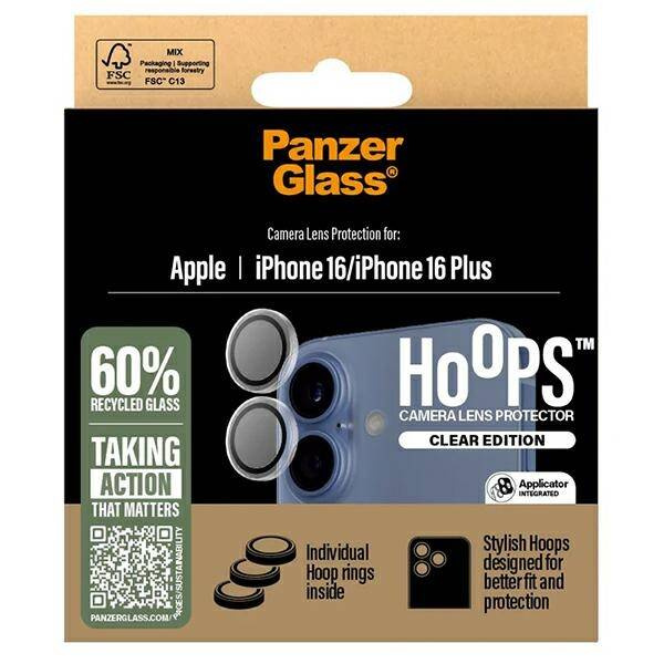 PanzerGlass Hoops Transparent Lens Protector iPhone 16 6.1" / 16 Plus 6.7" 1285