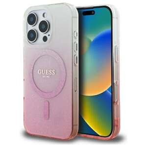 Etui Guess iPhone 16 Pro 6.3" różowy/pink hardcase IML Glitter Gradient MagSafe