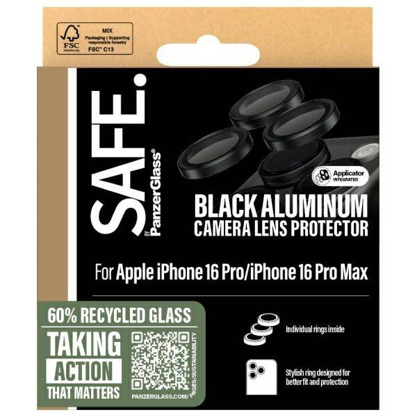 SAFE by PanzerGlass iPhone 16 Pro 6.3" / 16 Pro Max 6.9" Lens Protector czarny/black SAFE95891