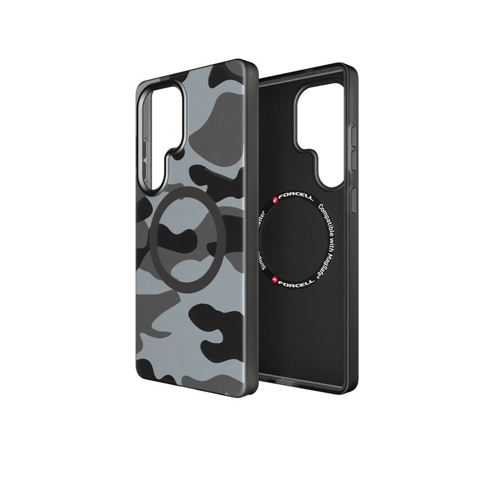 FORCELL F-PROTECT Levels z Dual Layer 4D technology, Military Drop-Test kompatybilny z MagSafe do SAMSUNG S25 ULTRA black camo