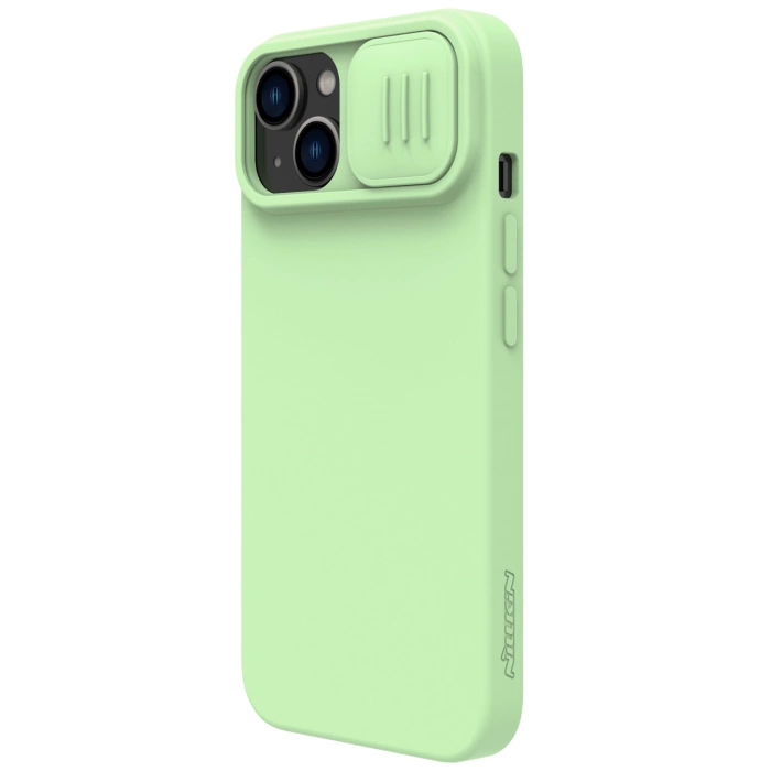 Nillkin CamShield Silky Silicone Case etui iPhone 14 pokrowiec z osłoną na aparat zielony