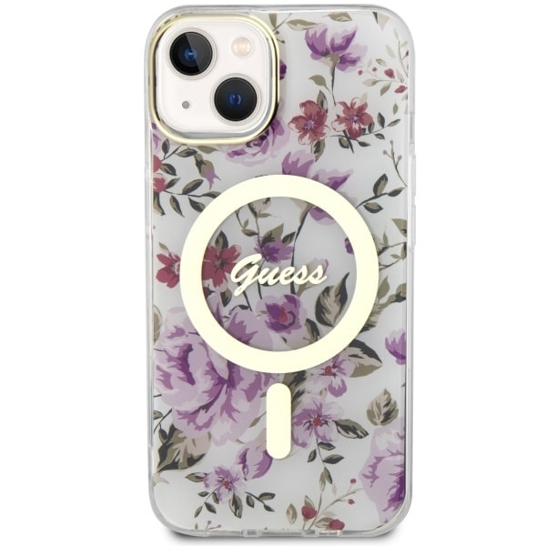 Etui Guess GUHMP14MHCFWST iPhone 14 Plus 6.7" transparent hardcase Flower MagSafe Case