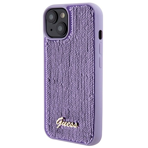 Etui Guess GUHCP15SPSFDGSU iPhone 15 6.1" fioletowy/purple hardcase Sequin Script Metal Case