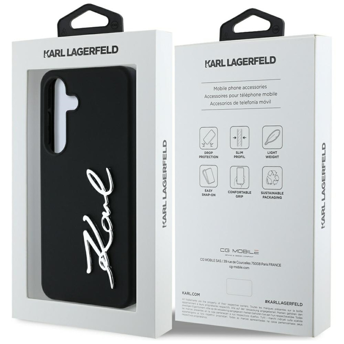 Etui Karl Lagerfeld Silicone Metal        Signature Logo do Samsung Galaxy S25 czarny