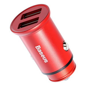 BASEUS ładowarka samochodowa Circular metal Dual QC 3.0 2x USB Quick Charge czerwona CCALL-ES09