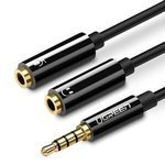 Rozdzielacz Audio UGREEN Kabel AUX Mini Jack 3,5 mm Do Słuchawek Z Mikrofonem 20cm Czarny AV141 30620