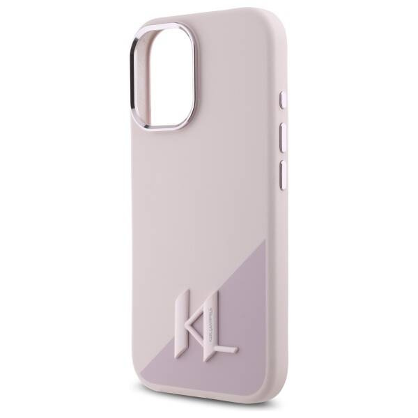 Etui Karl Lagerfeld iPhone 16 6.1" różowy/pink hardcase Silicone Shadow Metal Initial MagSafe