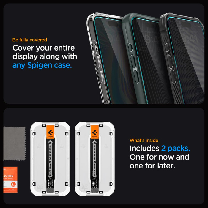 Szkło Hartowane Spigen Glas.tr ”ez Fit” 2-pack iPhone 15 Pro Max Privacy