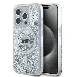 Etui Karl Lagerfeld KLHMP15LLGKISGH iPhone 15 Pro 6.1" hardcase transparent Liquid Glitter Karl Head Magsafe