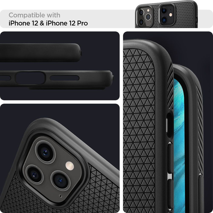 Etui SPIGEN iPhone 12 / 12 Pro Liquid Air Matte Black Czarne Case