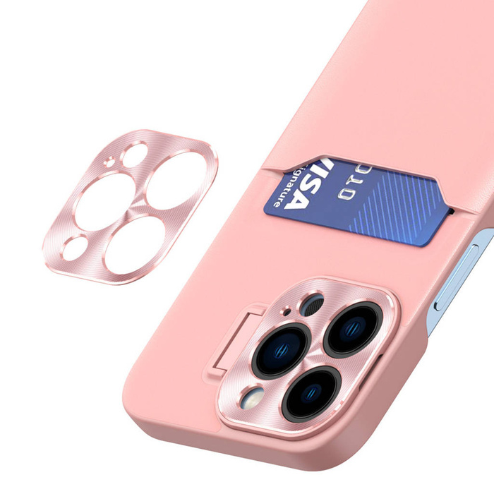 Etui Leather Stand Case Etui Do iPhone 14 Pro Pokrowiec Portfel Na Kartę Z Podstawką Różowe Case