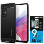 Spigen Galaxy A53 5G Rugged Armor ETUI Matte Black + Szkło