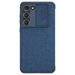 Nillkin Qin Cloth Pro Case etui Samsung Galaxy S23+ pokrowiec z klapką osłona na aparat niebieskie