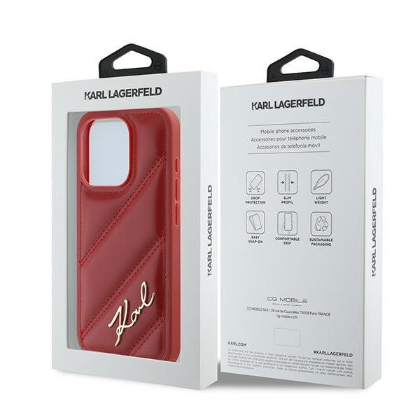 Karl Lagerfeld KLHCP15XPQDSMGR iPhone 15 Pro Max 6.7" czerwony/red hardcase Diagonal Quilted Script