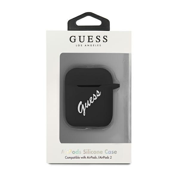 Etui GUESS Apple AirPods Cover Silicone Vintage Czarny Biały Case