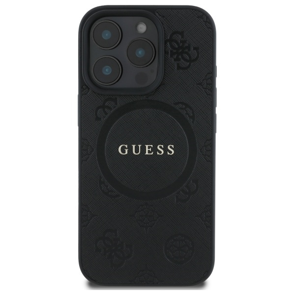 Etui Guess iPhone 16 Pro 6,3" czarny/black HC MagSafe Safiano Peony Classic Logo