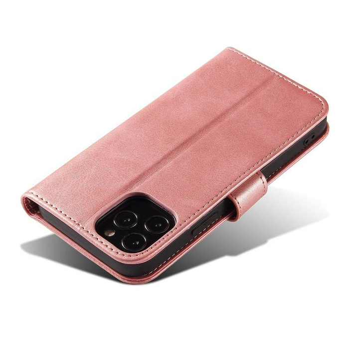 Magnet Case elegancki futerał etui pokrowiec z klapką i funkcją podstawki iPhone 12 Pro Max różowy