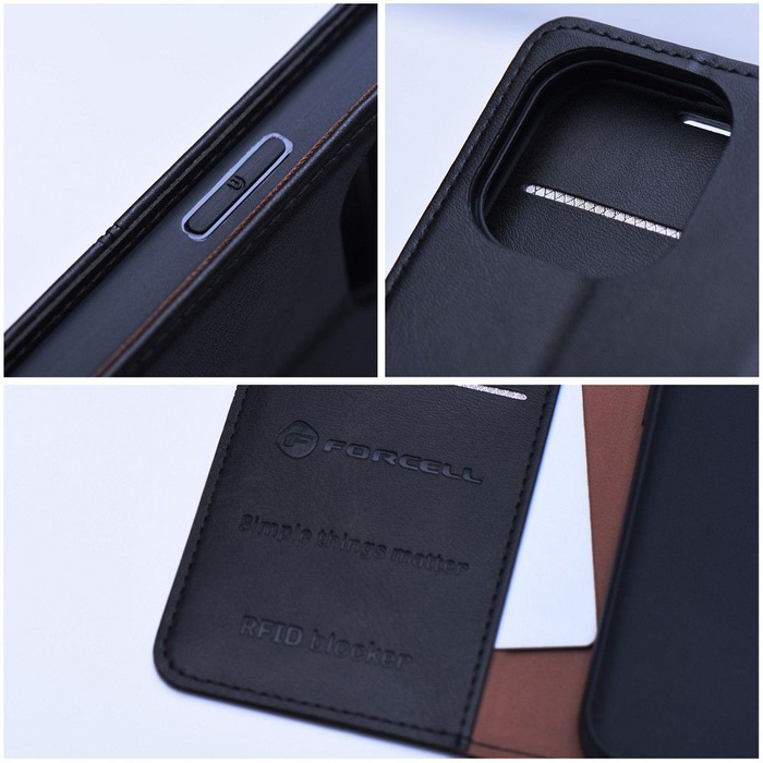 FORCELL F-PROTECT RFID Blocker Book kabura do IPHONE 15 Plus czarny