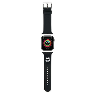 Karl Lagerfeld Pasek KLAWLSLCNK Apple Watch 42/44/45/49mm czarny/black strap 3D Rubber Choupette Head 