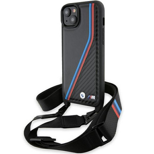 Etui Bmw Bmhcp15s23psvtk Iphone 15 / 14 / 13 Czarny/black Hardcase M Edition Carbon Tricolor Lines & Strap Case