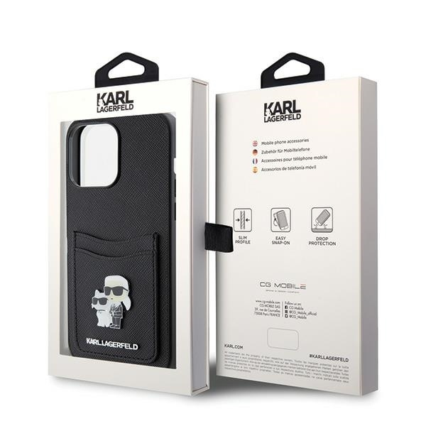 Etui Karl Lagerfeld KLHCP15XSAPKCNPK iPhone 15 Pro Max 6.7" czarny/black hardcase Saffiano Cardslot KC Metal Pin Case