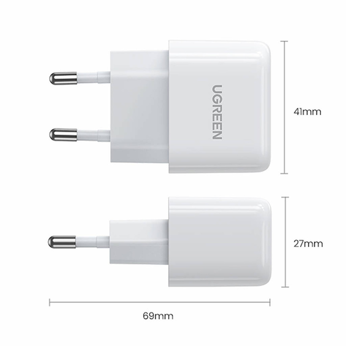 Ugreen ładowarka sieciowa USB-C 20W PD3.0 QC4.0 biała (CD241)