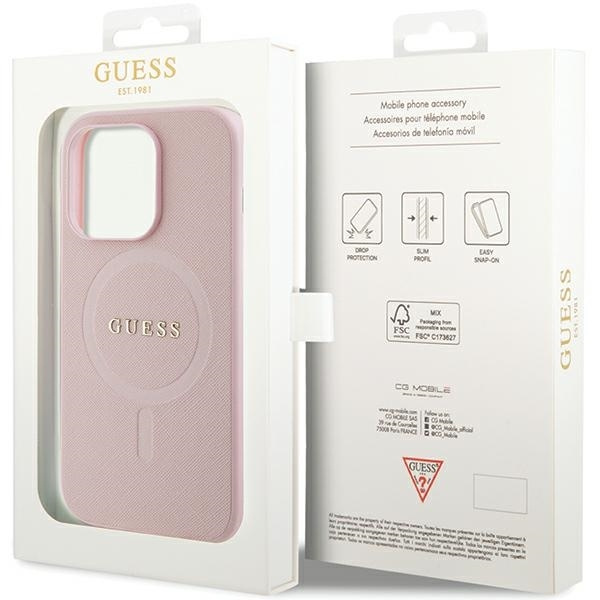 Etui Guess GUHMP13LPSAHMCP iPhone 13 Pro / 13 6,1" różowy/pink hardcase Saffiano MagSafe Case