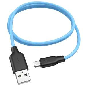 HOCO kabel USB - Micro Plus Silicone X21 1 metr czarno-niebieski.