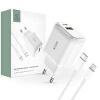 ŁADOWARKA TECH-PROTECT C20W 2-PORT NETWORK CHARGER PD20W/QC3.0 + LIGHTNING CABLE WHITE