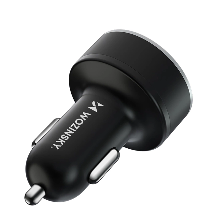 Ładowarka samochodowa Wozinsky WDCCB z wyświetlaczem 50W 2xUSB-C / 2xUSB-A - czarna